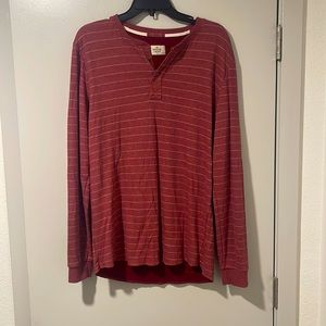 Marine Layer Red/Dark Red 3-Button Henley Long Sleeve Shirt Size Large